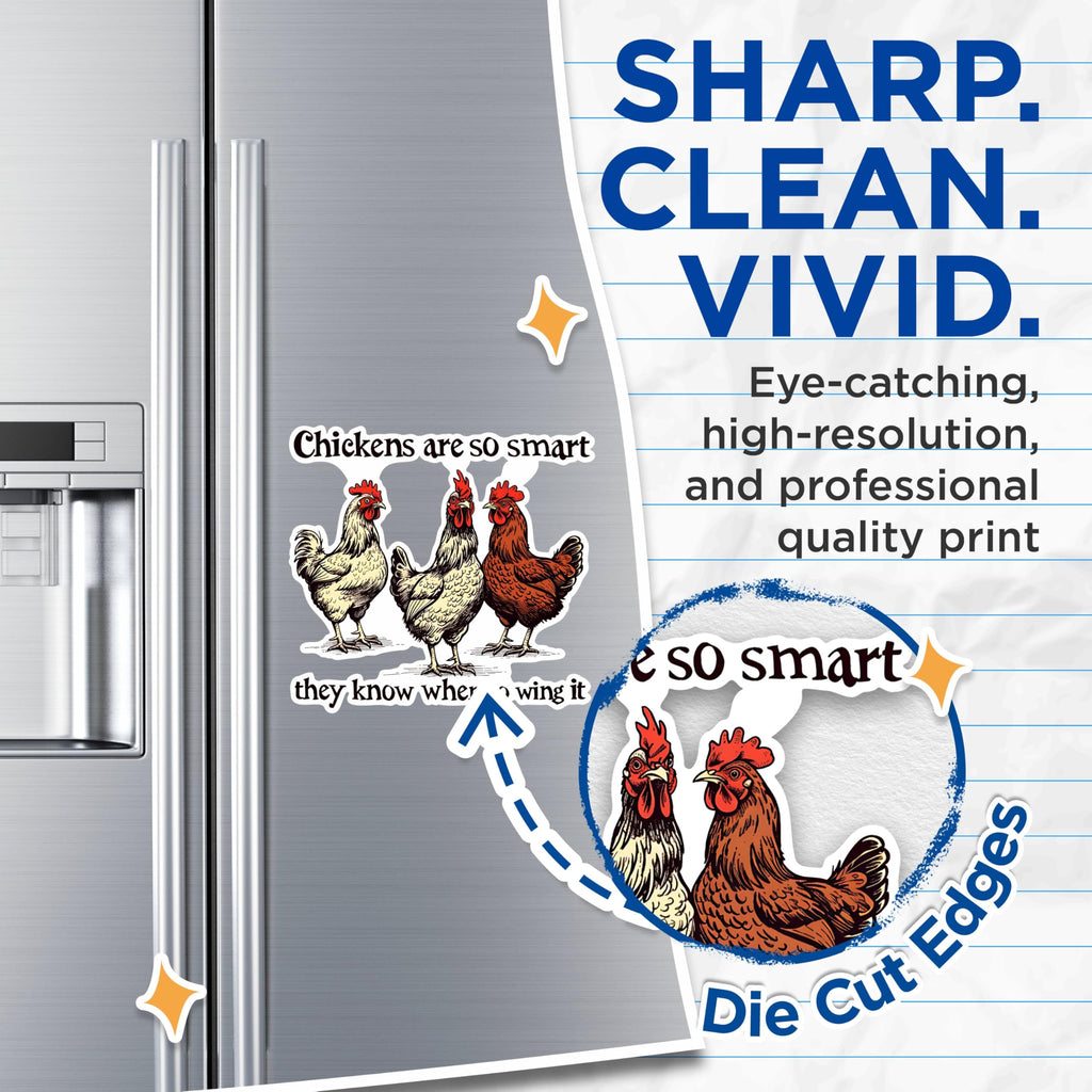 (2 Pack) Chickens are So Smart Magnets - Funny Chicken Saying Magnets - Farm Animal Refrigerator Magnets- 5" On Longest Side - for Fridges, Toolboxes, Cars - Made in USA - MAG2592