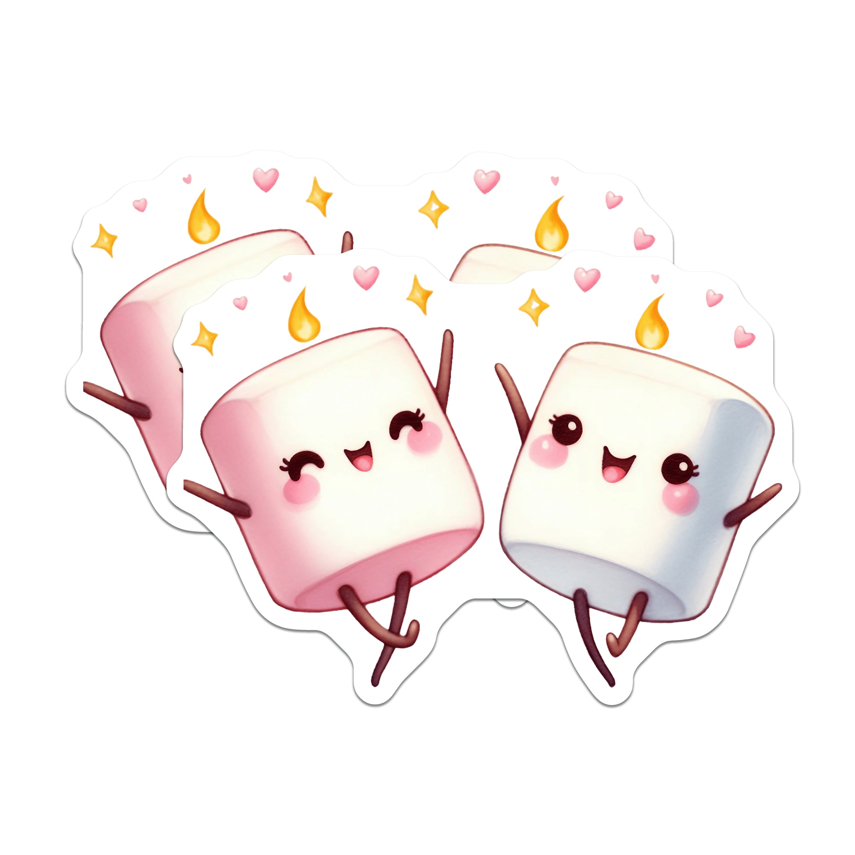 (2 Pack) Adorable Kawaii Marshmallow Couple Magnets - Sweet Smores Treat Decor - Valentine Fridge Accessory - 5 Inches On Longest Side - Thick Durable Magnet - Made in USA - MAG39939