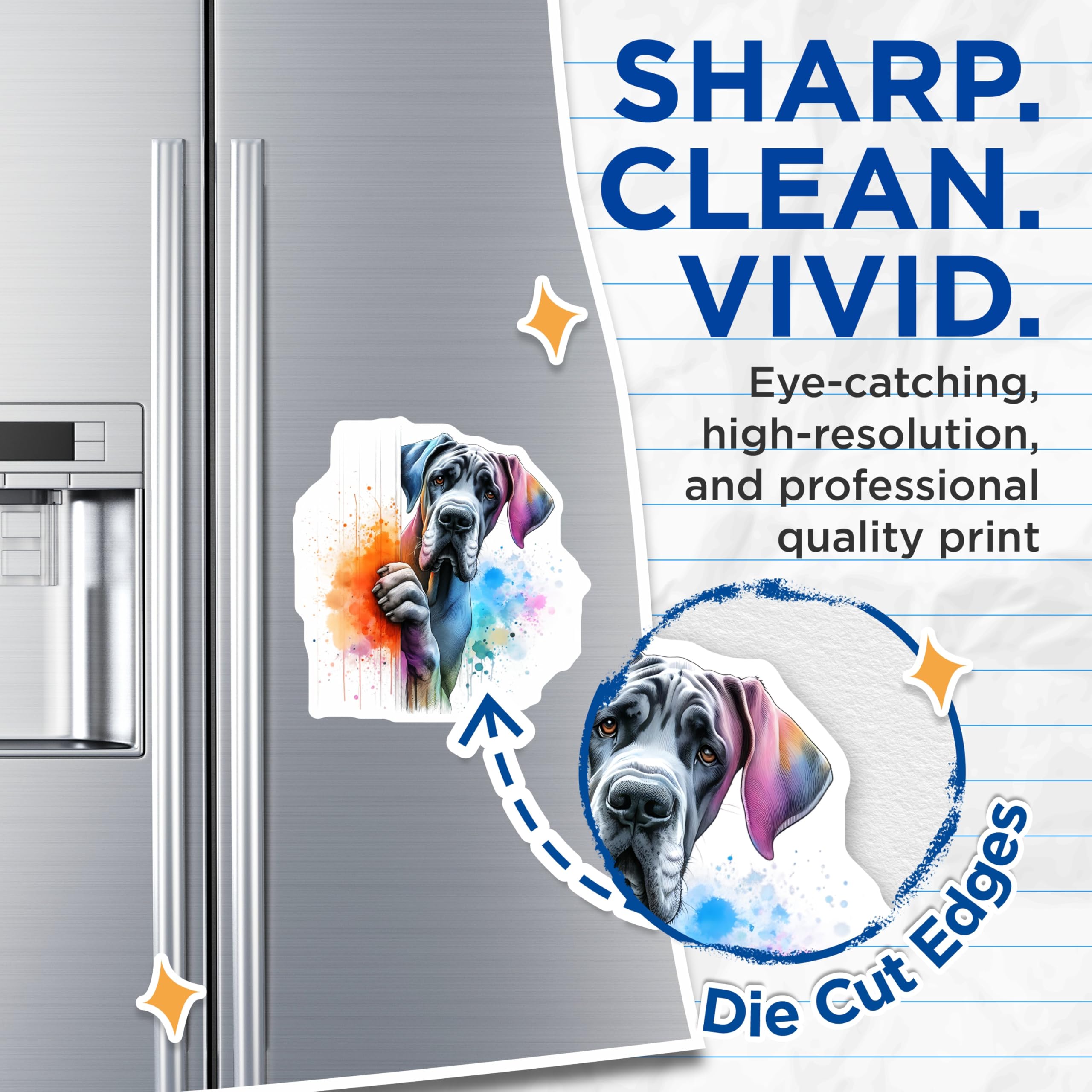 (2 Pack) Great Dane Dog Magnets - Artistic Pet Decor - Cute Dog Breed Magnets - 5" On Longest Side - Premium Magnet - for Cars, Refrigerators, Toolboxes, Lockers - Made in USA - MAG15310