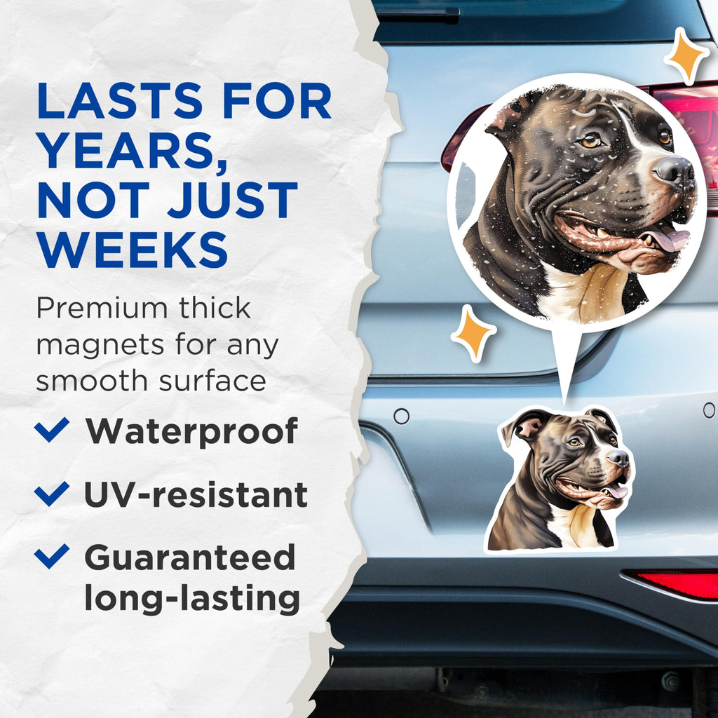 (2 Pack) Pitbull Magnets - Dog Lover Decor - American Staffordshire Pet Accent - 5 Inches On Longest Side - Thick Durable Magnet - Made in USA - MAG27750