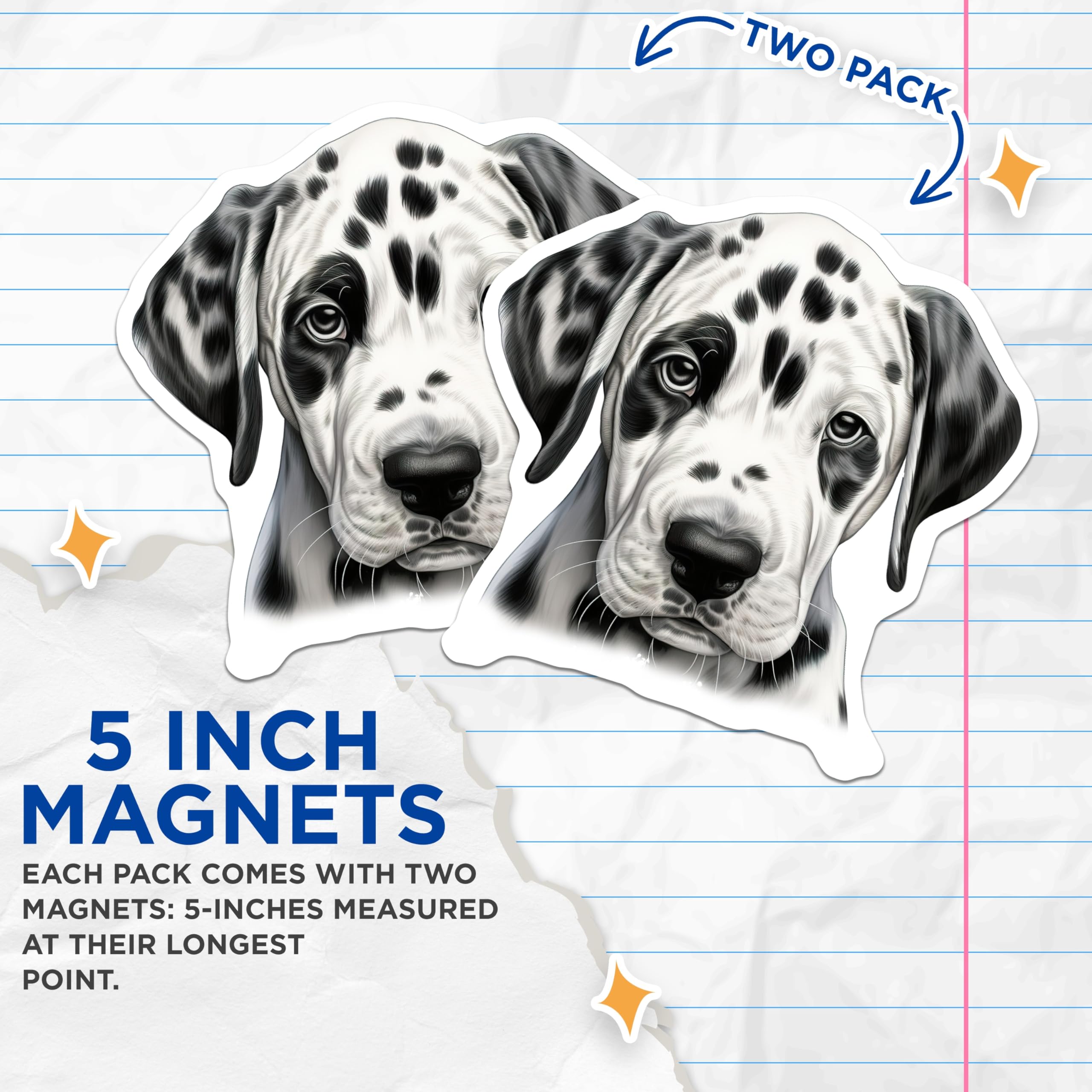 (2 Pack) Dalmatian Puppy Magnets - Spotted Dog Art - Pet Lover Accessories - 5 Inches On Longest Side - Thick Durable Magnet - Made in USA - MAG28428