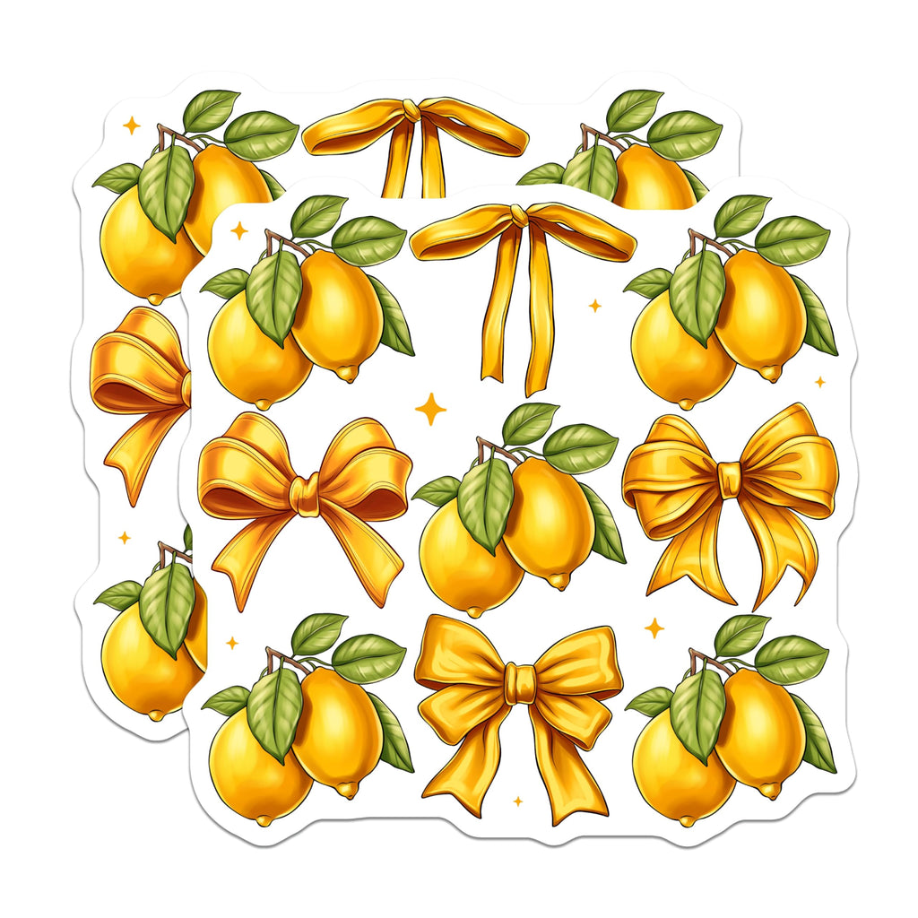 (2 Pack) Lemon Magnets with Bows - Citrus Kitchen Decor - Summer Fridge Accessory - Fruit Lover Item - 5 Inches On Longest Side - Thick Durable Magnet - Made in USA - MAG25731