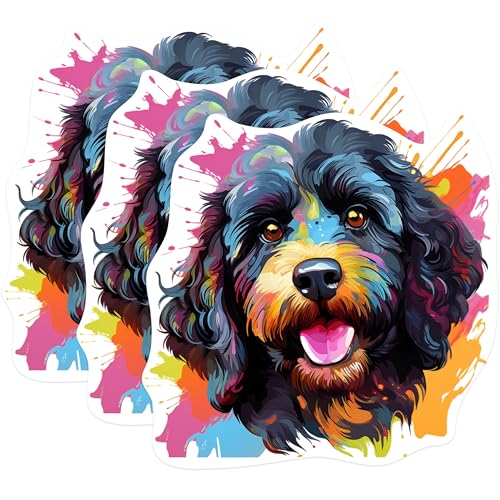 (3 Pack) Cockapoo Dog Decals - Colorful Pet Decal - Laptop Decal - 3 Inches On Longest Side - Easy Peel & Apply - Made in USA - 3MCS0798