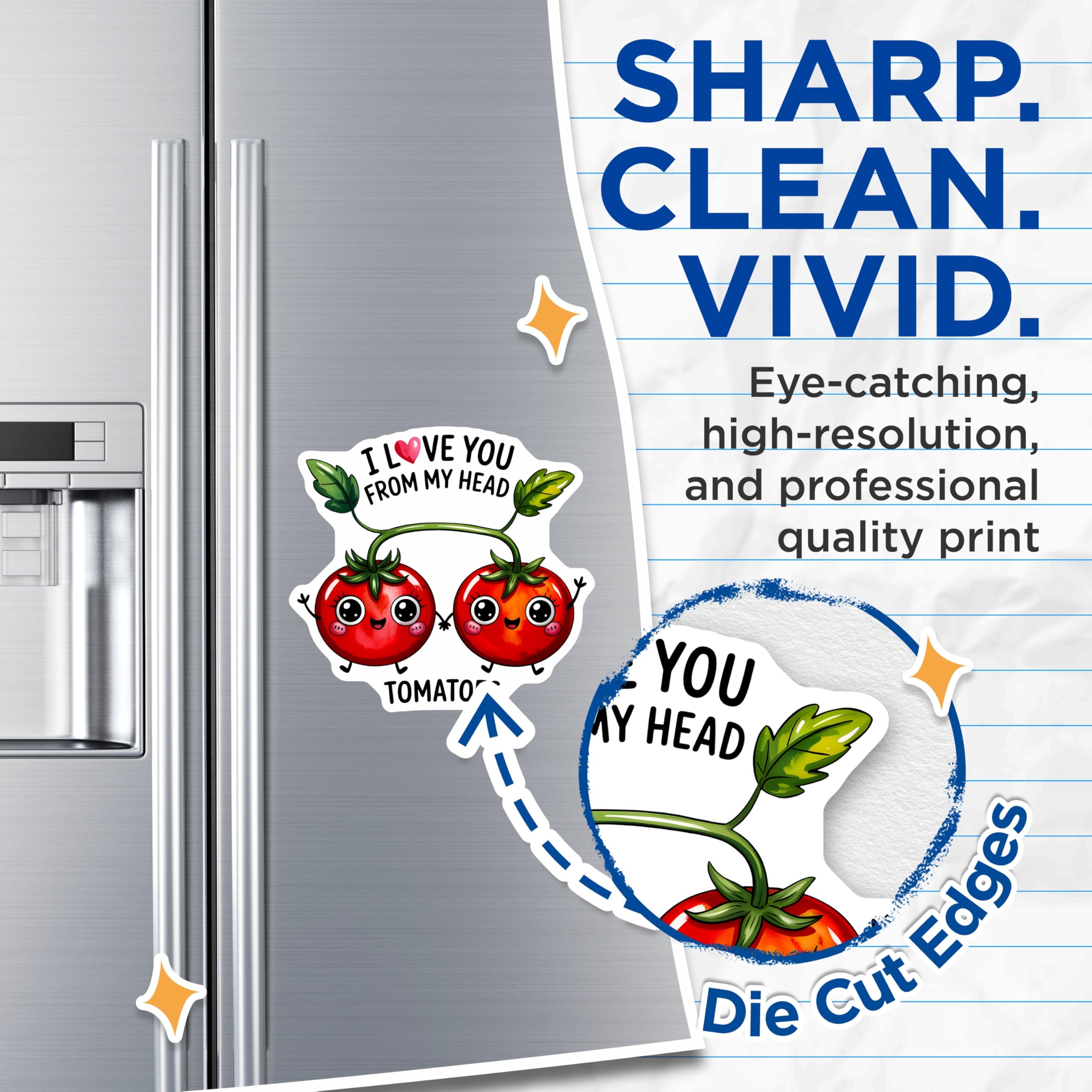 (2 Pack) Tomato Magnets - Cute Food Pun - Kitchen Refrigerator Decoration - 5" On Longest Side - Premium Magnet - for Cars, Refrigerators, Toolboxes, Lockers - Made in USA - MAG15445