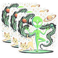 (3 Pack) Alien Yoga Decals - Cat Stretching - Planets and Stars Space Decals - 3 Inches On Longest Side - Easy Peel & Apply - Made in USA - 3MCS0942