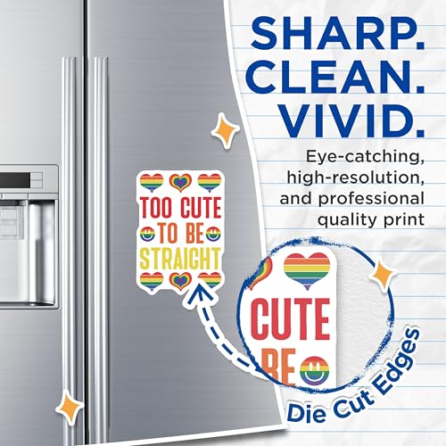 (2 Pack) Too Cute to Be Straight Magnets - Rainbow Pride Magnets - LGBTQ Humor Magnets - Fun Fridge - 5" On Longest Side - for Cars, Fridges, Toolboxes - Made in USA - MAG4495