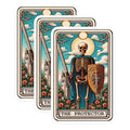 (3 Pack) Tarot Card Decals - The Protector - Skeleton Laptop Decal - 3 Inches On Longest Side - Easy Peel & Apply - Made in USA - 3MCS4250