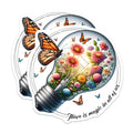 (2 Pack) Inspirational Magic Stickers - Butterfly Lightbulb Design - Whimsical Floral Art Decals - 5" On Longest Side - Sticks to Smooth Flat Surfaces - Made in USA - BMCS8242