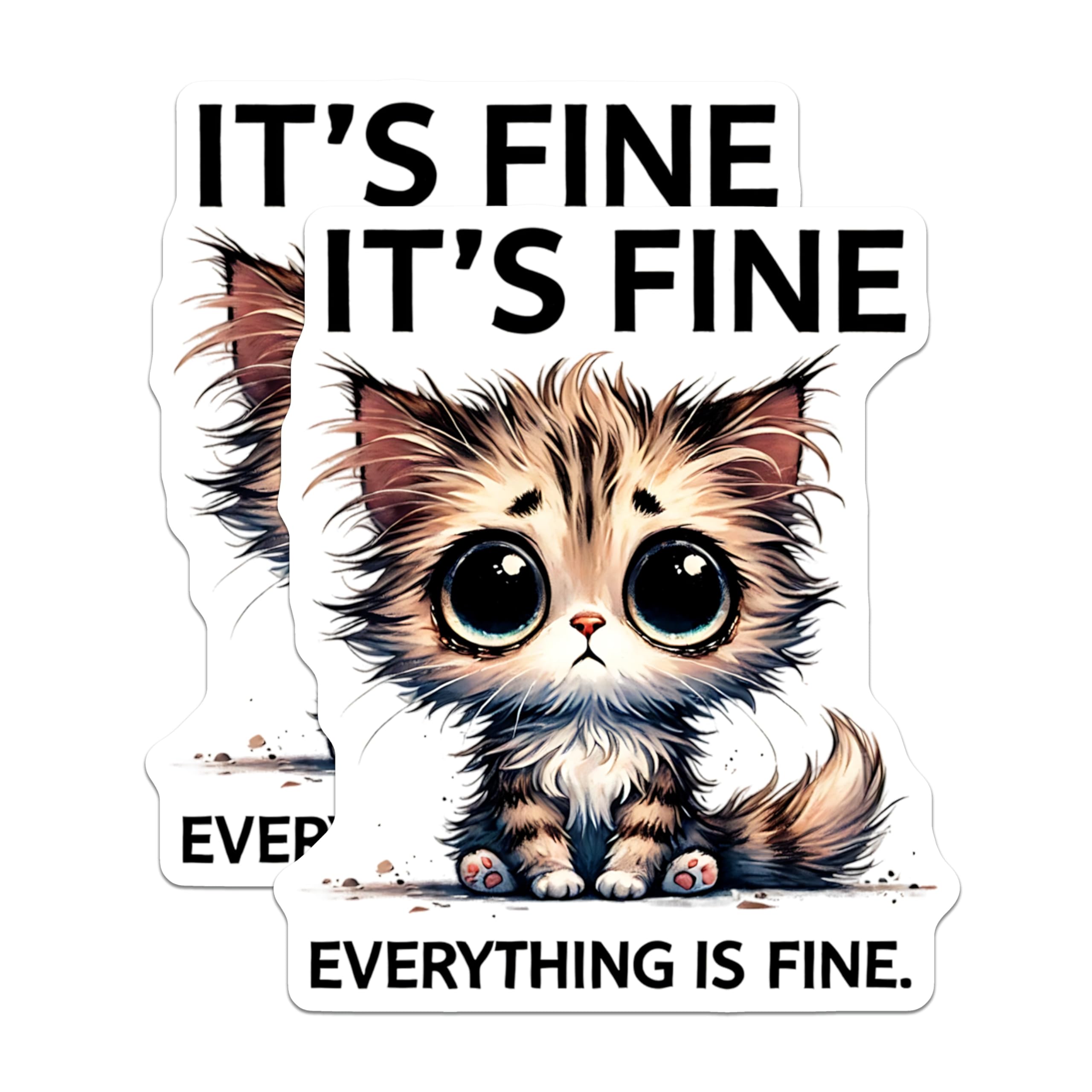 (2 Pack) It's Fine Cat Magnets - Everything is Fine - Cute Kitten Fridge Decor - 5" On Longest Side - Premium Magnet - for Cars, Refrigerators, Toolboxes, Lockers - Made in USA - MAG15907