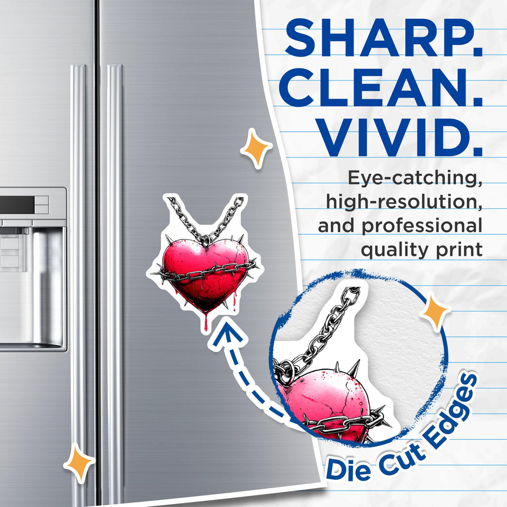 (2 Pack) Chained Heart Magnets - Gothic Spiked Heart Decor - Bleeding Emo Art - Alternative Style Fridge Locker Magnets - 5 Inches On Longest Side - Thick Durable Magnet - Made in USA - MAG22545