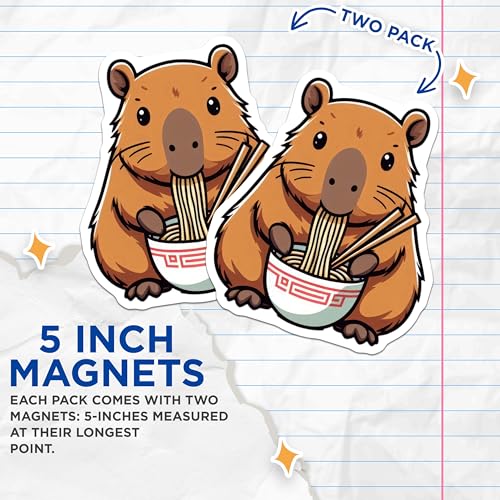 (2 Pack) Cute Animal Kitchen Decor Magnet - 5" On Longest Side - Sticks to Smooth Flat Surfaces - Made in USA - MAG9916