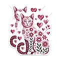 (2 Pack) Floral Cat Magnets - Whimsical Cat Art - Cat Lover Fridge Decor - Boho Aesthetic Home Magnets - 5 Inches On Longest Side - Thick Durable Magnet - Made in USA - MAG38435