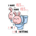 (2 Pack) Funny Bunny Stickers - Cute Bathroom Humor Stickers - Rabbit Toilet Stickers for IBS Awareness - 5" On Longest Side - Sticks to Any Smooth Flat Surface - Made in USA - BMCS3302