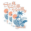 (3 Pack) Salty But Sweet Decals - Tropical Beach Design - Summer Vibes Sticker- 3 Inches On Longest Side - Easy Peel & Apply - Made in USA - 3MCS5839