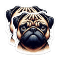 (2 Pack) Pug Stickers - Cute Dog Decal - Pet Lover Stickers - 5" On Longest Side - Sticks to Smooth Flat Surfaces - Made in USA - BMCS15796