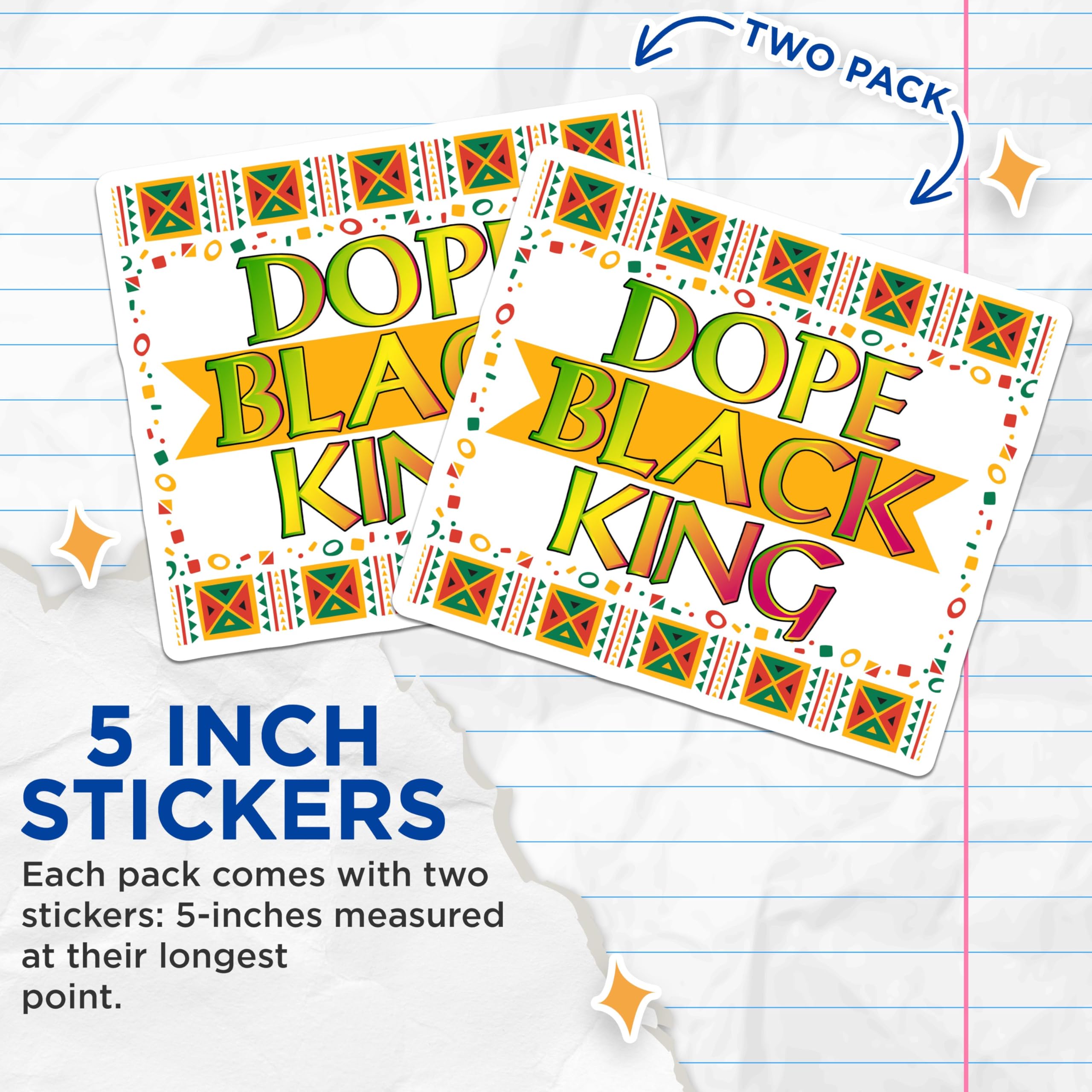 (2 Pack) Dope Black King Stickers - Motivational Quotes Stickers - Inspirational Affirmation Stickers - 5" On Longest Side - Sticks to Smooth Flat Surfaces - Made in USA - BMCS4721