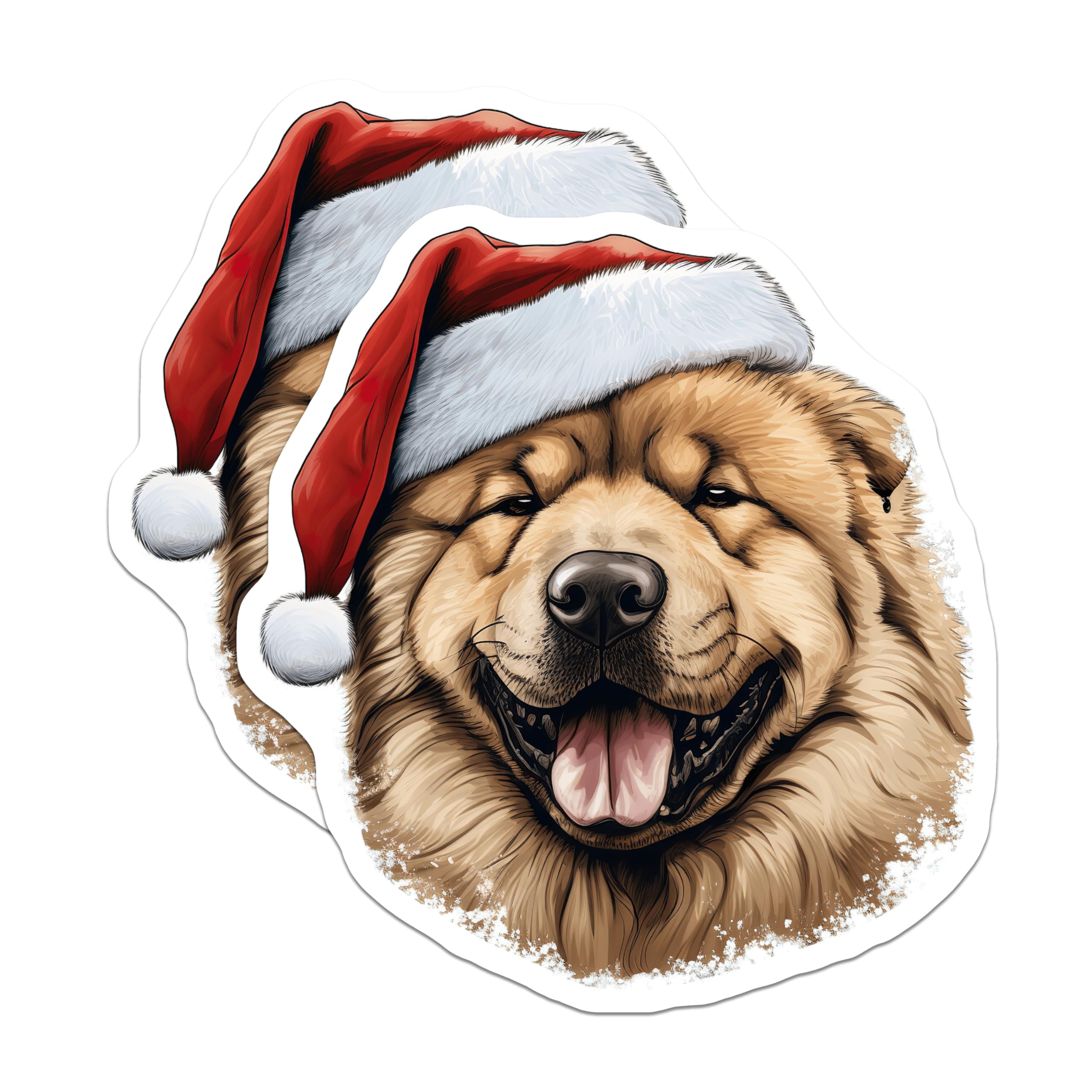 (2 Pack) Chow Chow Magnets - Christmas Dog Holiday Decor - Santa Hat Pet Art - Animal Lover - 5 Inches On Longest Side - Thick Durable Magnet - Made in USA - MAG24159