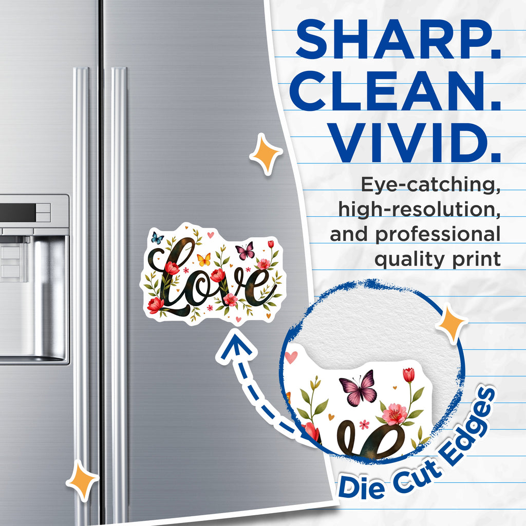 (2 Pack) Love Word Magnets - Butterfly Floral Decor - Romantic Kitchen Locker Refrigerator - 5 Inches On Longest Side - Thick Durable Magnet - Made in USA - MAG38752