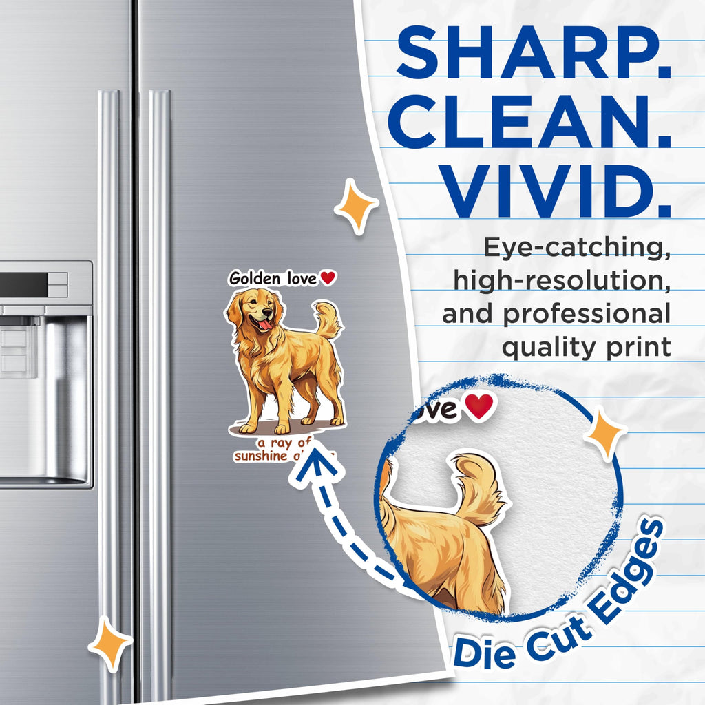 (2 Packs) Golden Love A Ray of Sunshine Always Magnets - Golden Retriever Magnets - 5 Inches On Longest Side - Premium Magnet - for Fridges, Toolboxes, Cars - Made in USA - MAG2376
