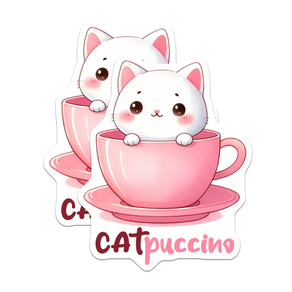 (2 Pack) Cute Cat Magnets - Kawaii Cat in Teacup Magnets - Adorable Animal Kitchen DÃ©cor Magnets - 5" On Longest Side - for Cars, Refrigerators, Toolboxes, Lockers - Made in USA BMCS3296
