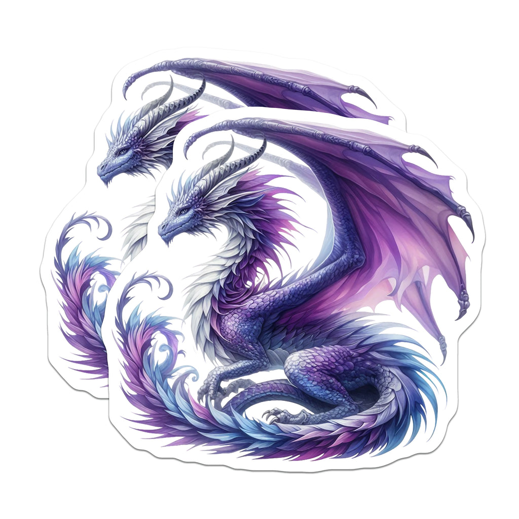 (2 Pack) Fantasy Dragon Magnets - Mythical Creature Art - Purple Dragon Decor - Aesthetic Fridge Accessory - Cool Decor - 5 Inches On Longest Side - Thick Durable Magnet - Made in USA - MAG39332