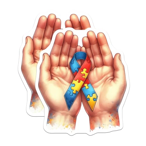 (2 Pack) Autism Awareness Magnets - Puzzle Ribbon - Support - Advocacy - 5" On Longest Side - for Cars, Fridges, Toolboxes - Made in USA - MAG6689