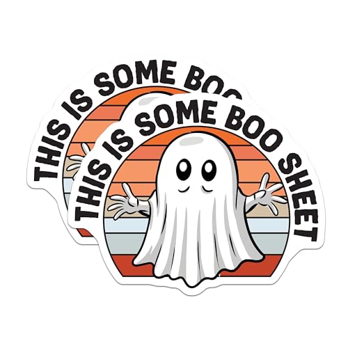 (2 Pack) Funny Ghost Stickers - Halloween Pun Stickers - This is Some Boo Sheet Stickers - 5" On Longest Side - Sticks to Smooth Flat Surfaces - Made in USA - BMCS5952