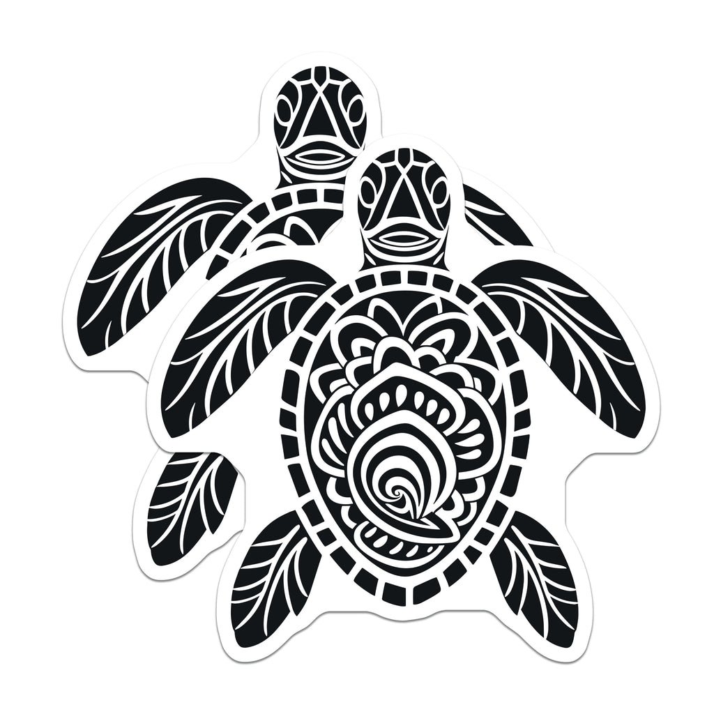 (2 Pack) Hawaiian Sea Turtle Magnets - Tribal Ocean Design - Beach Aesthetic Decor - 5 Inches On Longest Side - Thick Durable Magnet - Made in USA - MAG39420