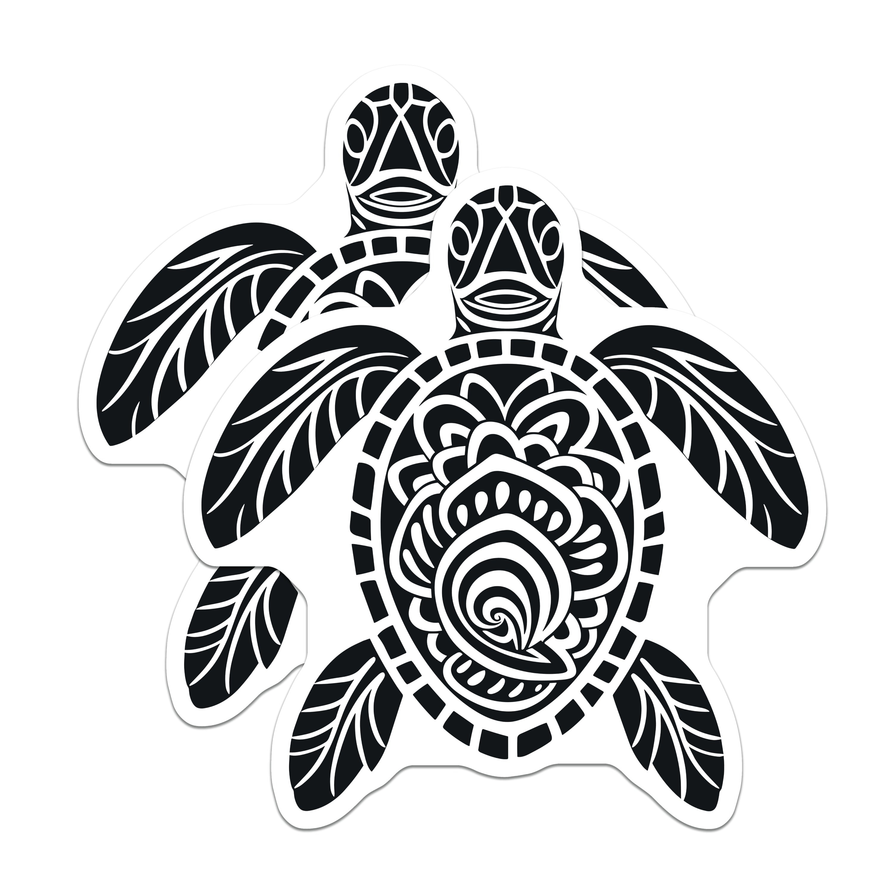 (2 Pack) Hawaiian Sea Turtle Magnets - Tribal Ocean Design - Beach Aesthetic Decor - 5 Inches On Longest Side - Thick Durable Magnet - Made in USA - MAG39420