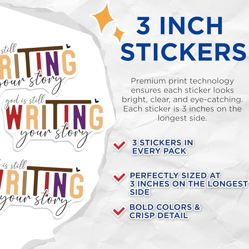(3 Pack) God is Still Writing Decals - Inspirational Decals - Religious Saying Stickers- 3 Inches On Longest Side - Easy Peel & Apply - Made in USA - 3MCS5904