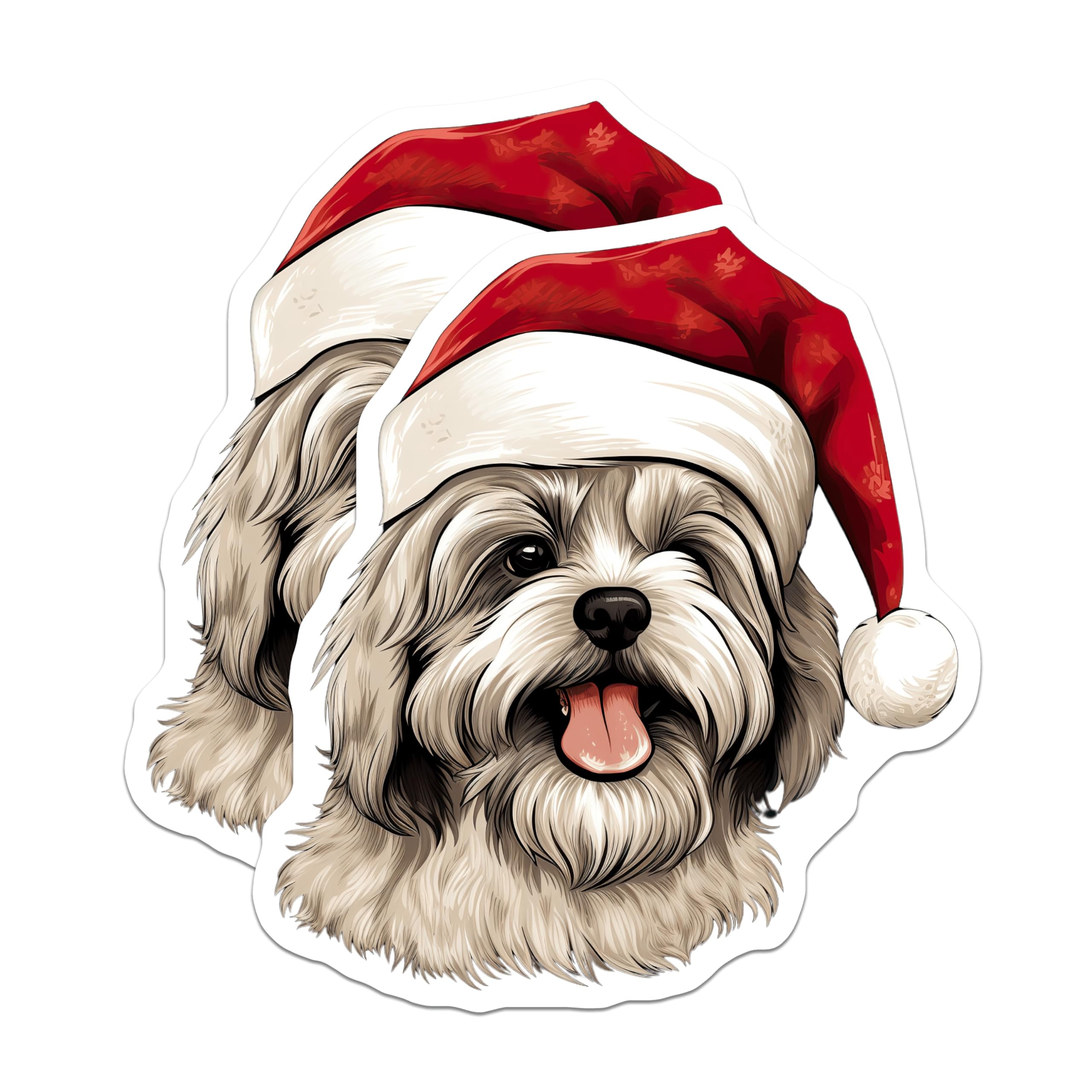 (2 Pack) Christmas Dog Magnets - Shih Tzu Maltese Puppy - Holiday Pet Decor Stocking Stuffer - 5 Inches On Longest Side - Thick Durable Magnet - Made in USA - MAG28366