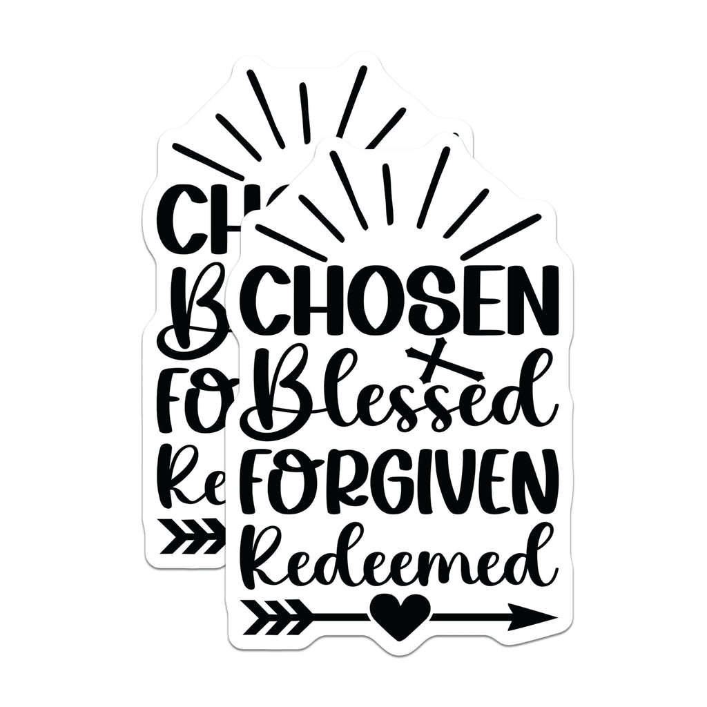 (2 Pack) Chosen Blessed Forgiven Redeemed Magnets - Christian Faith Inspiration - Religious Word Decor - 5 Inches On Longest Side - Thick Durable Magnet - Made in USA - MAG25405