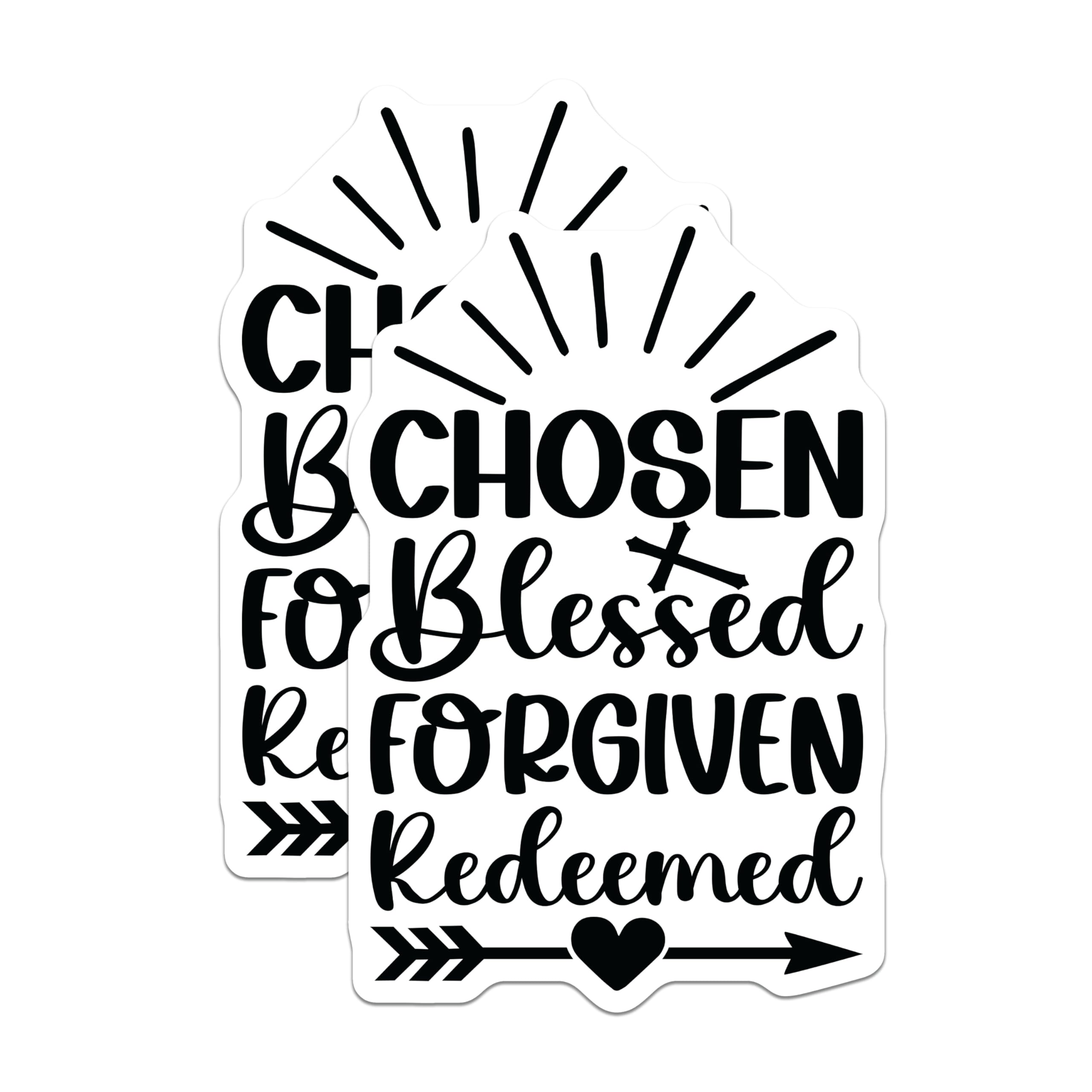 (2 Pack) Chosen Blessed Forgiven Redeemed Magnets - Christian Faith Inspiration - Religious Word Decor - 5 Inches On Longest Side - Thick Durable Magnet - Made in USA - MAG25405