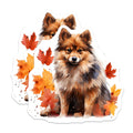 (2 Pack) Autumn Dog Magnets - Fluffy Pomeranian Pet Lover Refrigerator Magnets - Fall Leaves Dog Mom Decor - 5 Inches On Longest Side - Thick Durable Magnet - Made in USA - MAG27801