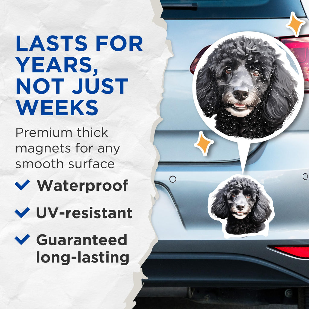(2 Pack) Black Poodle Dog Magnets - Poodle Owner - Pet Lover Gift Idea - 5 Inches On Longest Side - Thick Durable Magnet - Made in USA - MAG28779