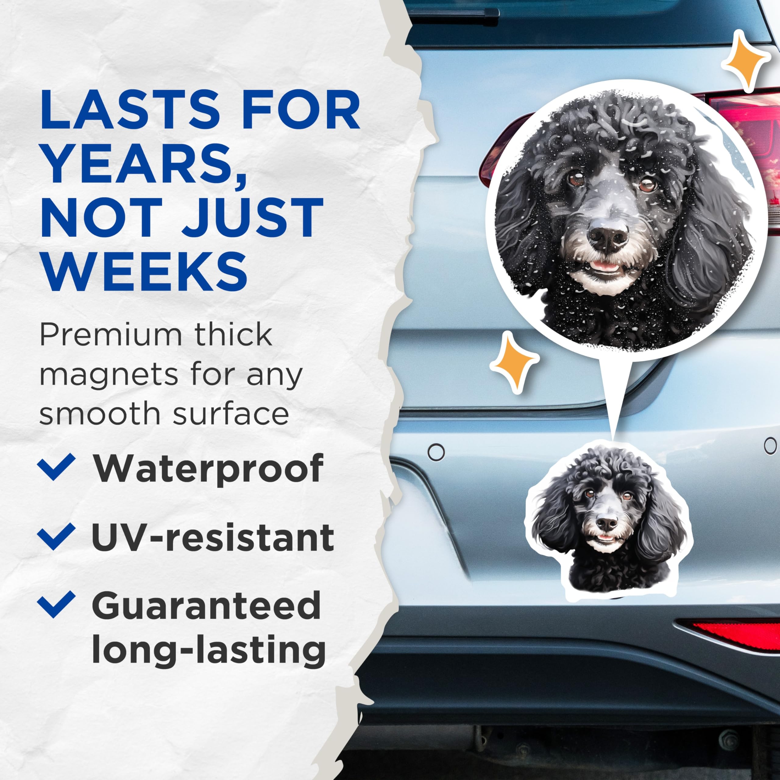(2 Pack) Black Poodle Dog Magnets - Poodle Owner - Pet Lover Gift Idea - 5 Inches On Longest Side - Thick Durable Magnet - Made in USA - MAG28779