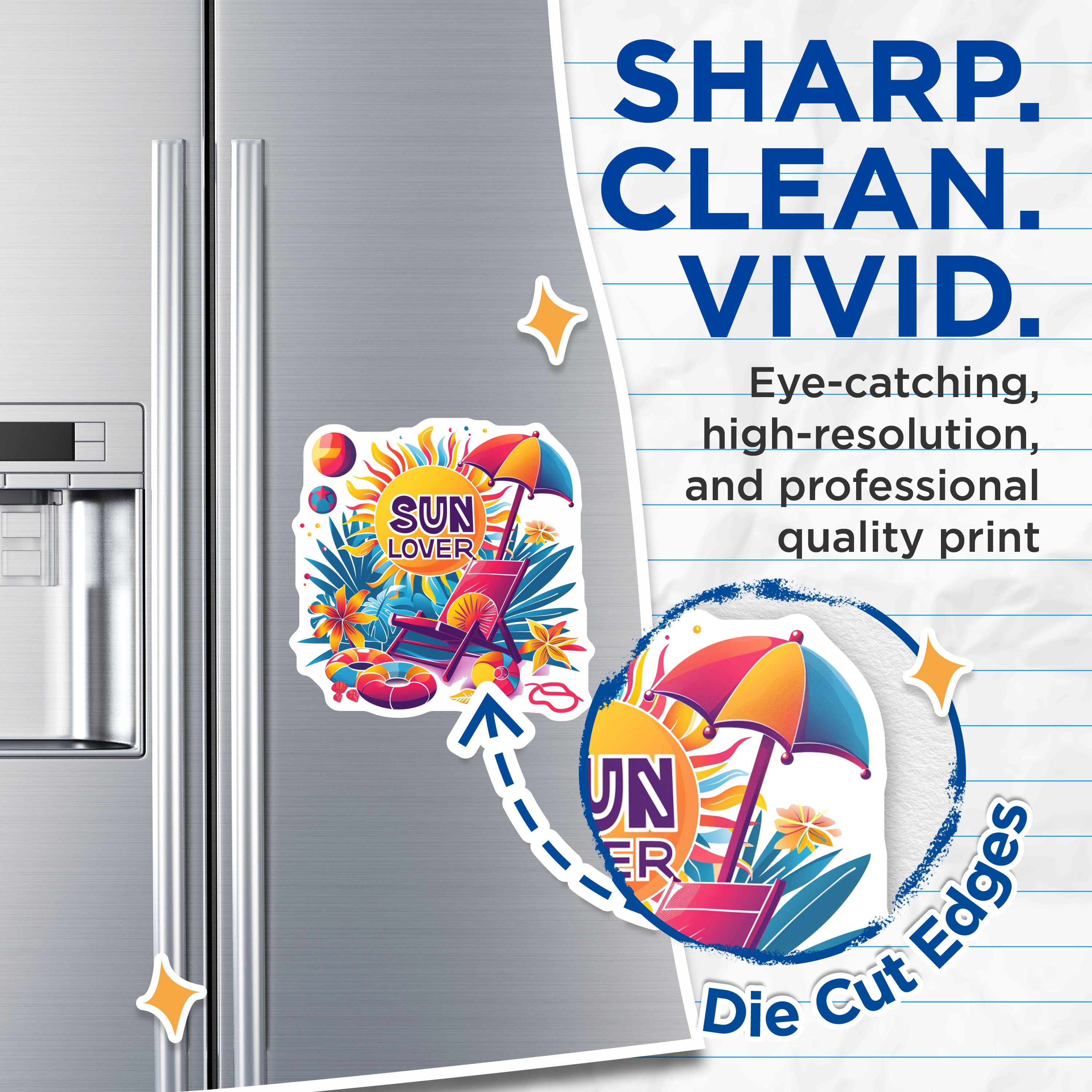 (2 Pack) Sun Lover Tropical Magnets - Summer Beach Vacation Decor - Sunny Day Fridge Accessory - 5 Inches On Longest Side - Thick Durable Magnet - Made in USA - MAG38802