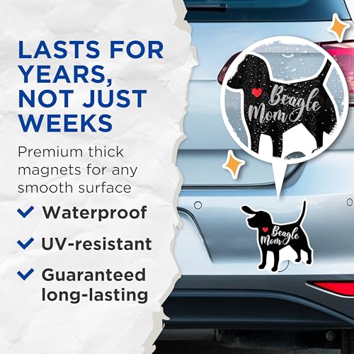 (2 Packs) Beagle Mom Magnets - Beagle Dog Breed Dog Mom Dog Dad Magnets - 5 Inches On Longest Side - Premium Magnet - for Fridges, Toolboxes, Cars - Made in USA - MAG2442