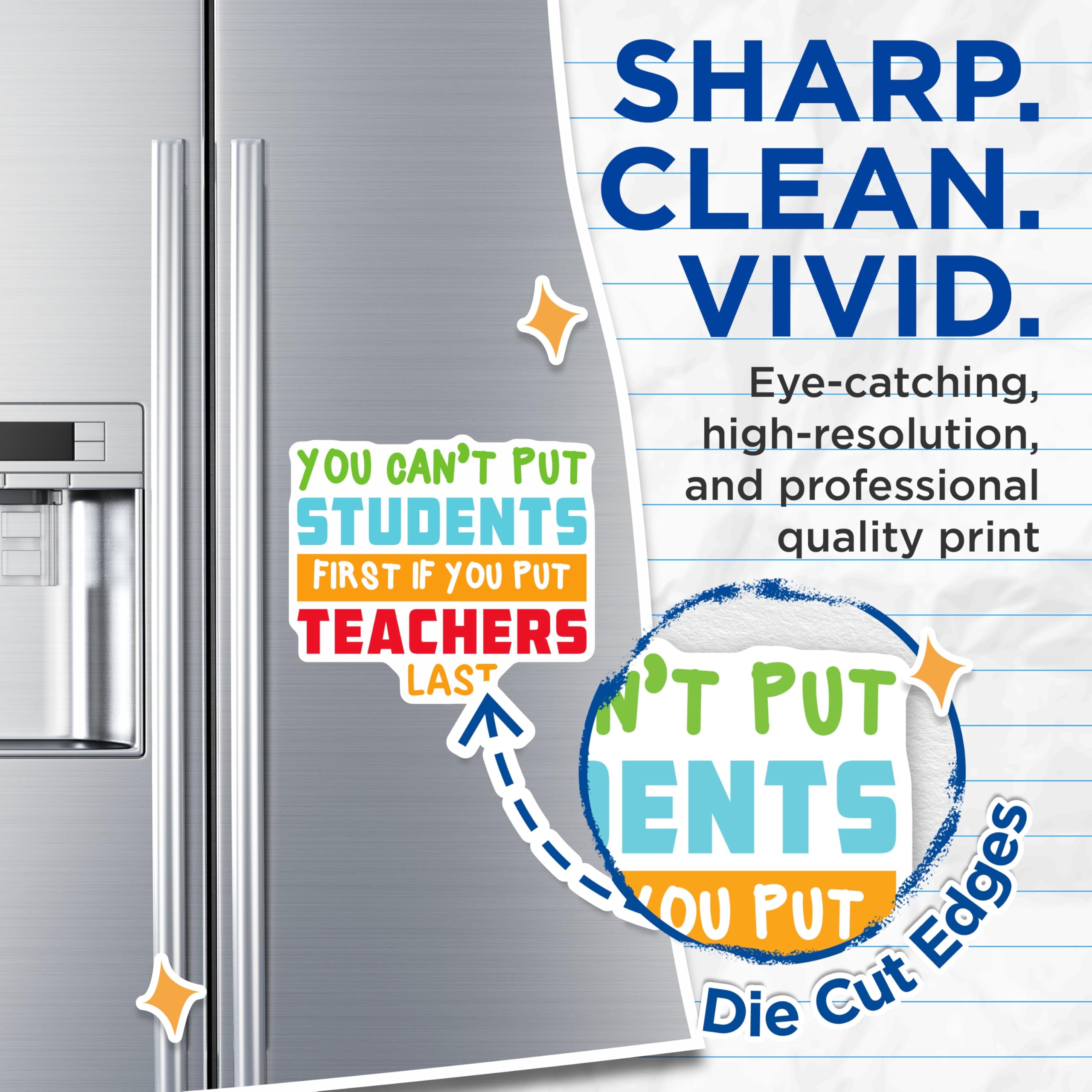 (2 Pack) Teacher Appreciation Magnets - Students First Teachers Last Motivational Statement - Education Advocacy Decor - 5 Inches On Longest Side - Thick Durable Magnet - Made in USA - MAG20805