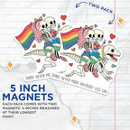 (2 Pack) LGBTQ Pride Skeleton Magnets - Rainbow Flag - Equal Rights - 5" On Longest Side - for Cars, Fridges, Toolboxes - Made in USA - MAG4391
