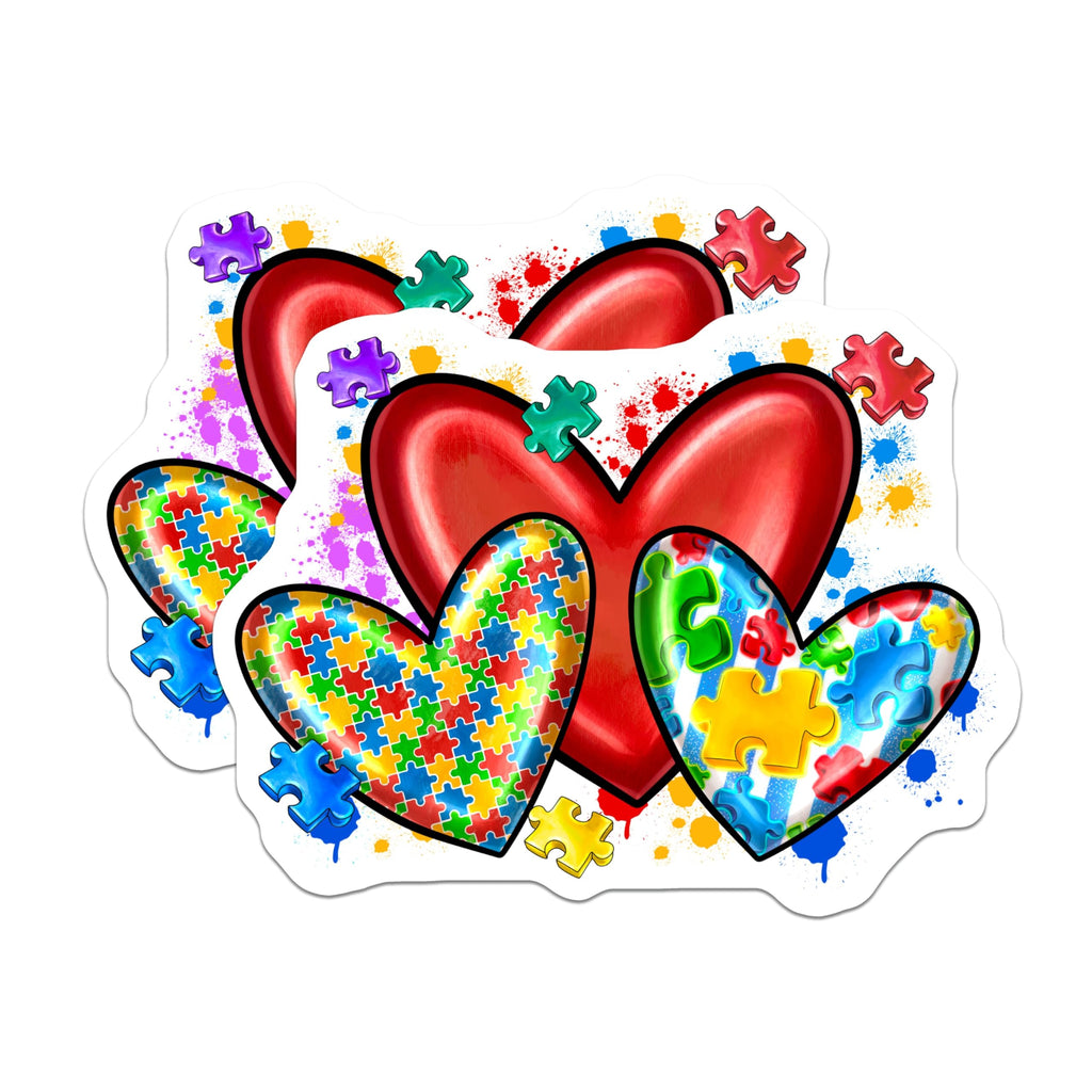 (2 Pack) Autism Awareness Magnets - Puzzle Piece Heart Neurodiversity Acceptance Symbol - Special Needs Support - 5 Inches On Longest Side - Thick Durable Magnet - Made in USA - MAG25924