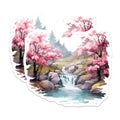 (2 Pack) Cherry Blossom Waterfall Magnets - Serene Nature Landscape - Japanese Spring Scene - 5 Inches On Longest Side - Thick Durable Magnet - Made in USA - MAG20149