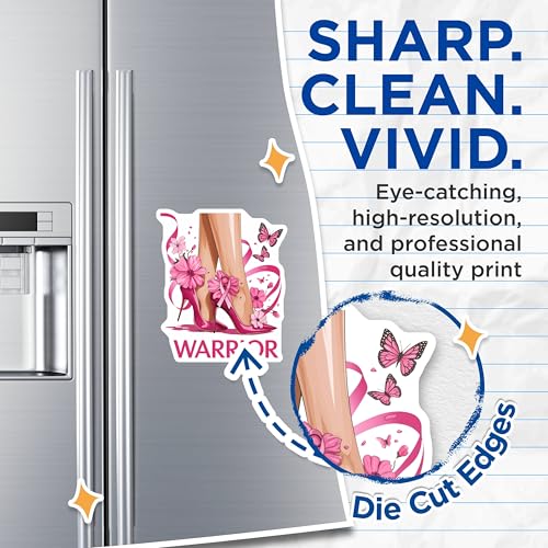 (2 Pack) Warrior High Heel Shoe Magnets - Breast Cancer Awareness - Pink Ribbon Magnets - Butterfly ation - 5" On Longest Side - for Cars, Fridges, Toolboxes - Made in USA - MAG3983