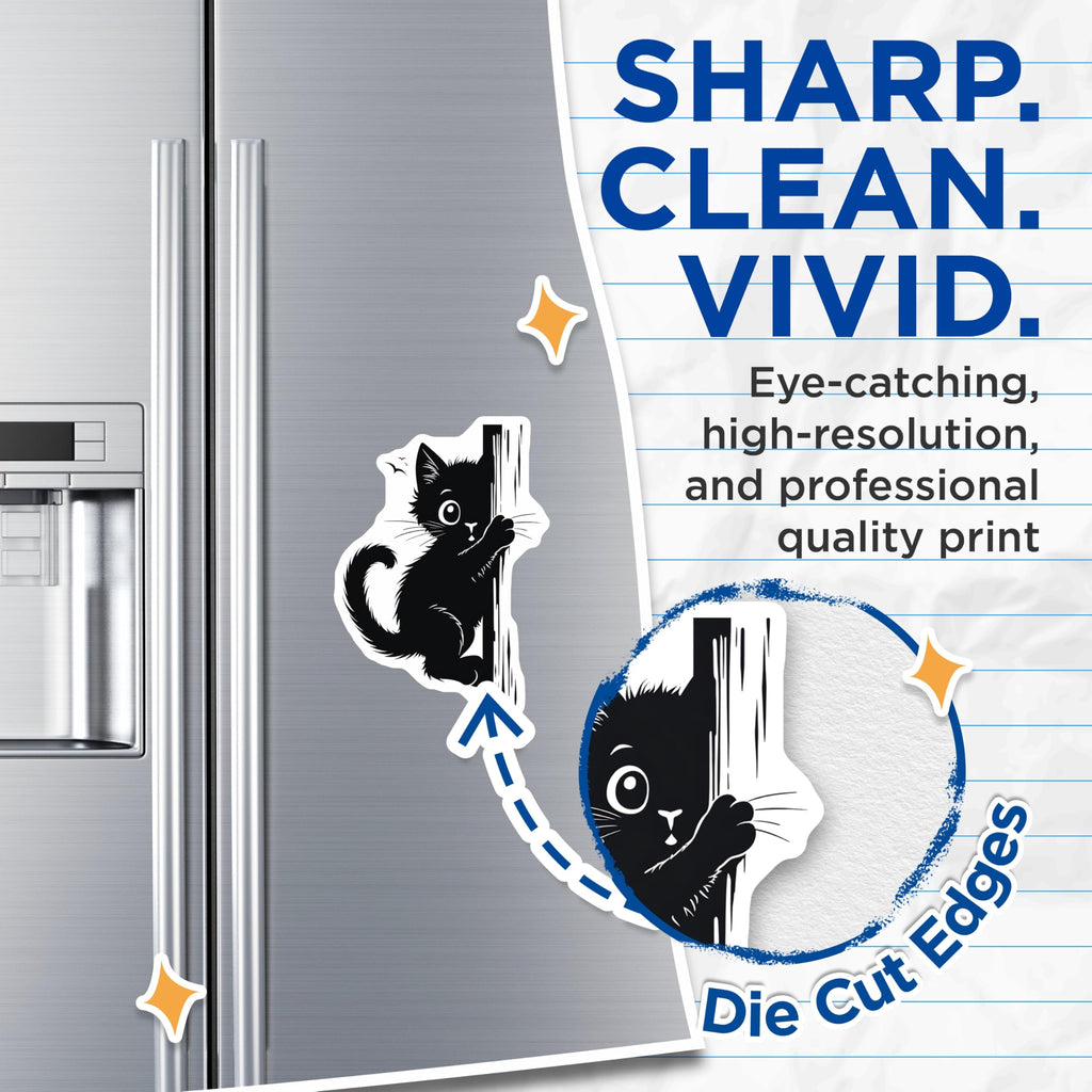 (2 Pack) Black Cat Magnets - Whimsical Kitten - Refrigerator Magnets - 5" On Longest Side - Premium Magnet - for Cars, Refrigerators, Toolboxes, Lockers - Made in USA - MAG15399