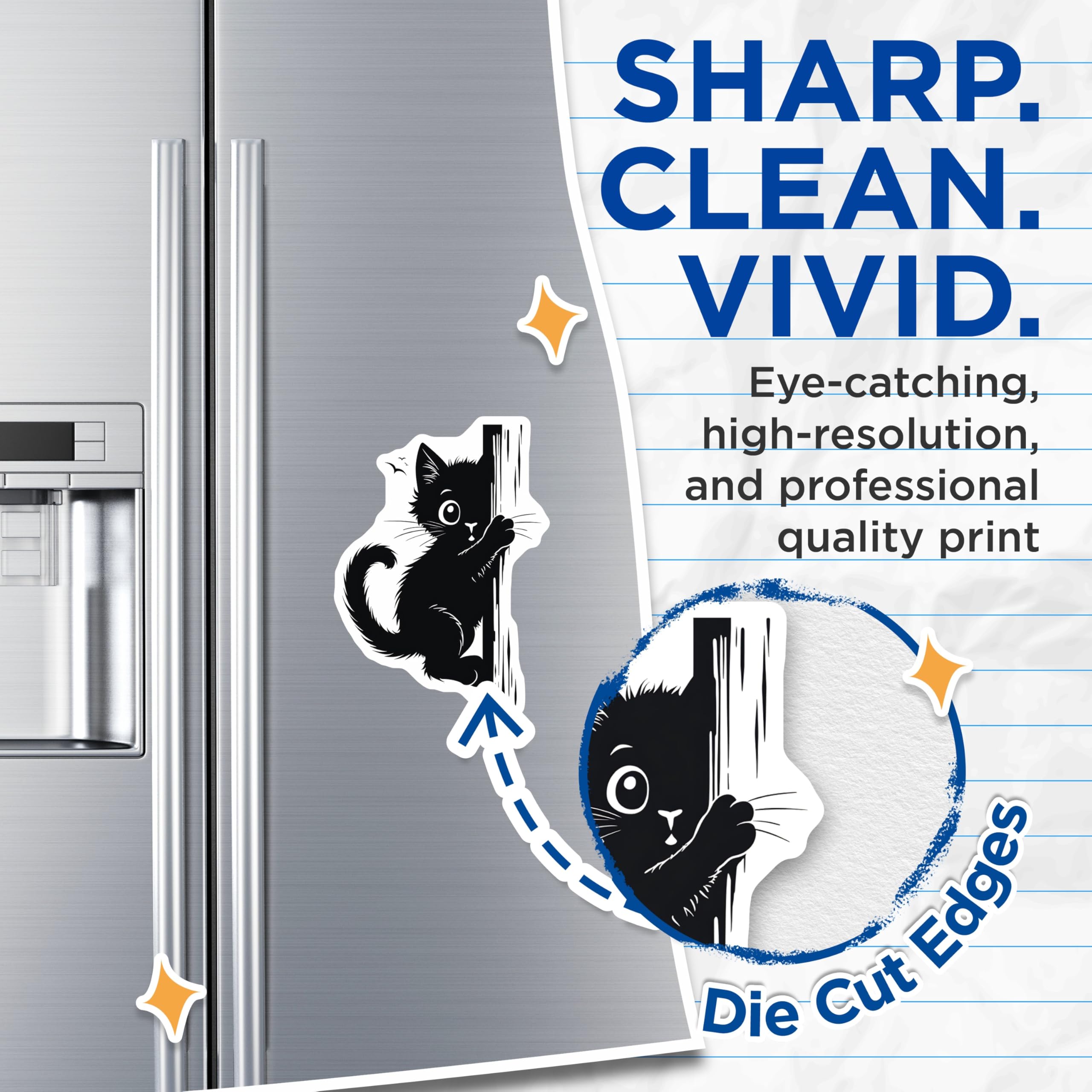 (2 Pack) Black Cat Magnets - Whimsical Kitten - Refrigerator Magnets - 5" On Longest Side - Premium Magnet - for Cars, Refrigerators, Toolboxes, Lockers - Made in USA - MAG15399