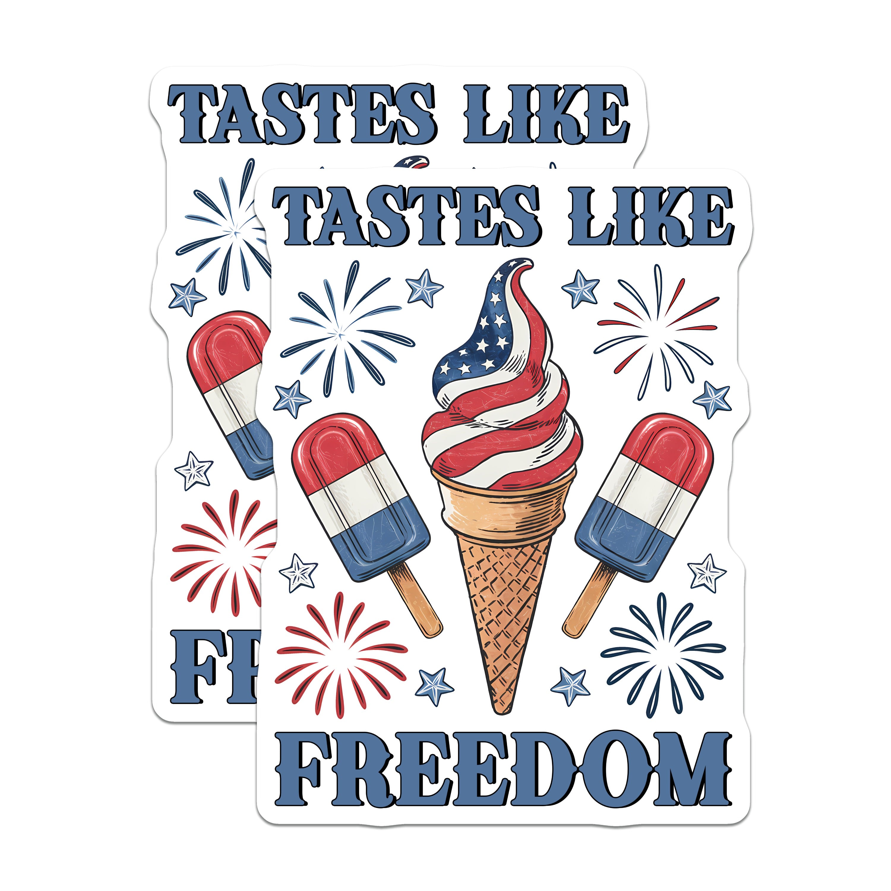 (2 Pack) Patriotic Magnets - Fourth of July Decorations - American Flag Ice Cream Popsicle - Summer Fridge Fun - USA Pride Kitchen Decor - 5" - Thick Durable Magnet - Made in USA - MAG39422