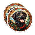 (2 Pack) Black Lab Christmas Magnets - Stained Glass Dog Decor - Holiday Labrador Owner Gift - 5 Inches On Longest Side - Thick Durable Magnet - Made in USA - MAG25181