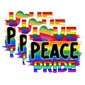 (3 Pack) Love Peace Pride Decals - LGBTQ Support Stickers - Rainbow Heart Laptop Decals - 3 Inches On Longest Side - Easy Peel & Apply - Made in USA - 3MCS7959