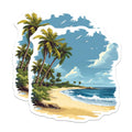 (2 Pack) Tropical Island Beach Magnets - Vibrant Palm Trees Ocean Waves - Coastal Refrigerator Locker Decor Vacation Home Art - 5 Inches On Longest Side - Thick Durable Magnet - Made in USA - MAG23949