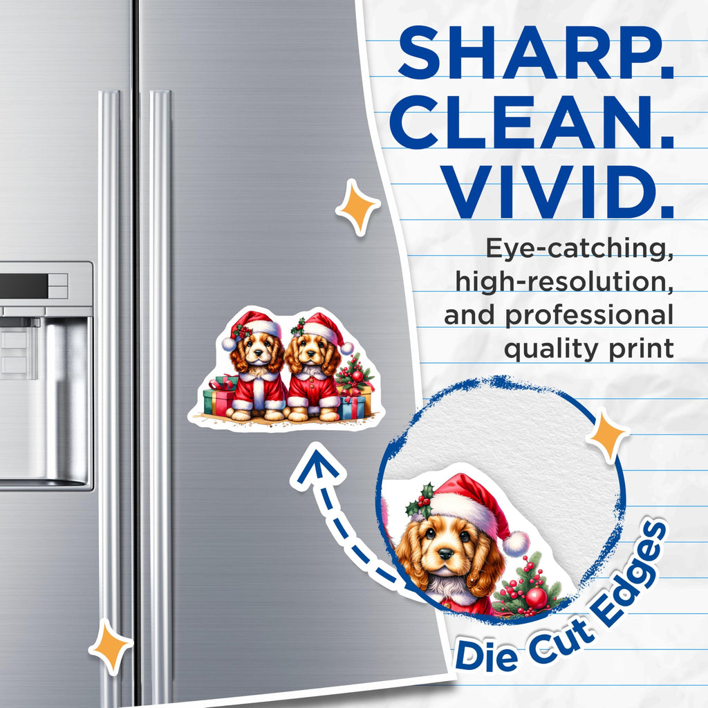 (2 Pack) Cavalier King Charles Spaniel Magnets - Christmas Puppy Decor - Holiday Dog Lover Refrigerator - 5 Inches On Longest Side - Thick Durable Magnet - Made in USA - MAG30921